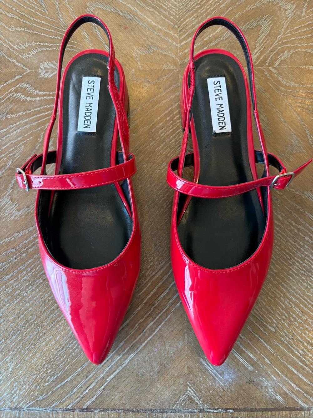 Steve Madden Red Patent Pointed Slingback Mary Jane Flats